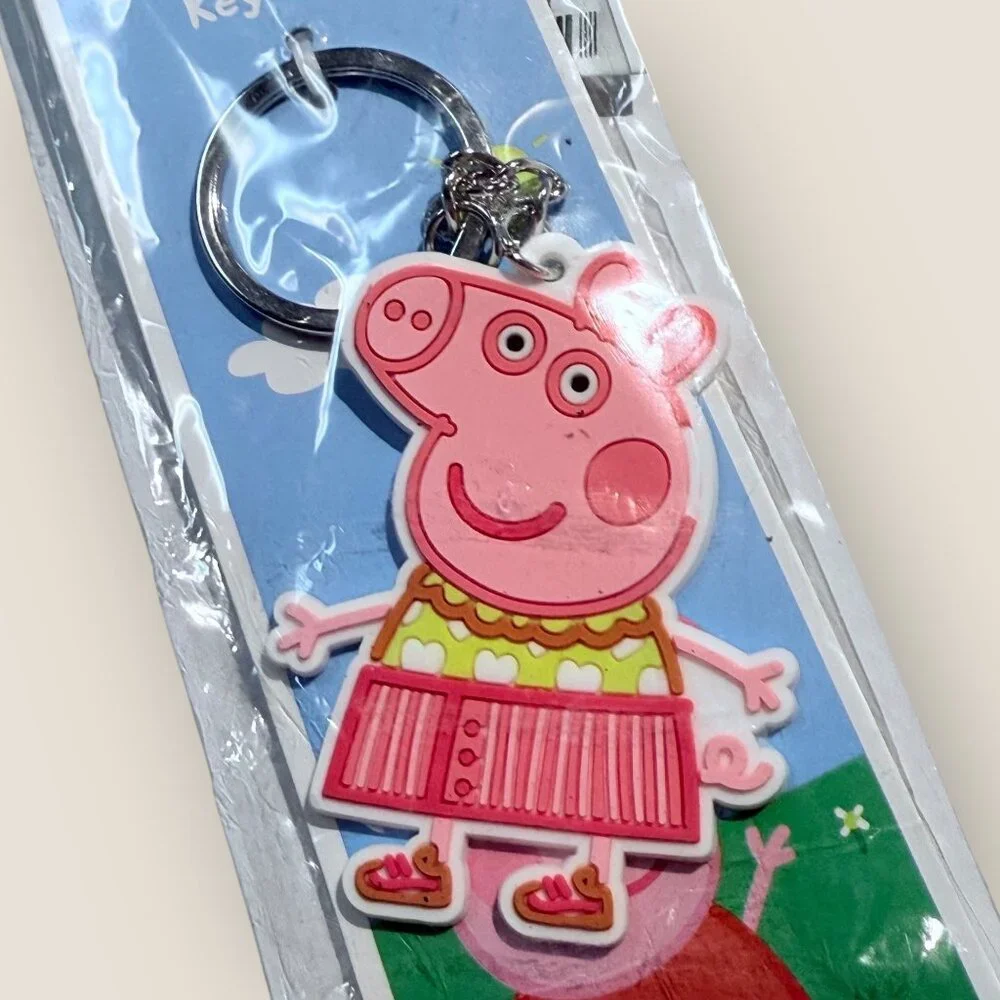 Peppa Pig Rubber Keychain Keyring Silver-tone Metal